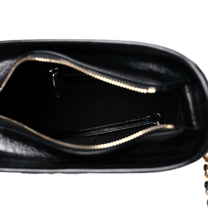 Chanel Metallic Crumpled Goatskin Quilted Small Gabrielle Hobo Black Gold 5 of 13