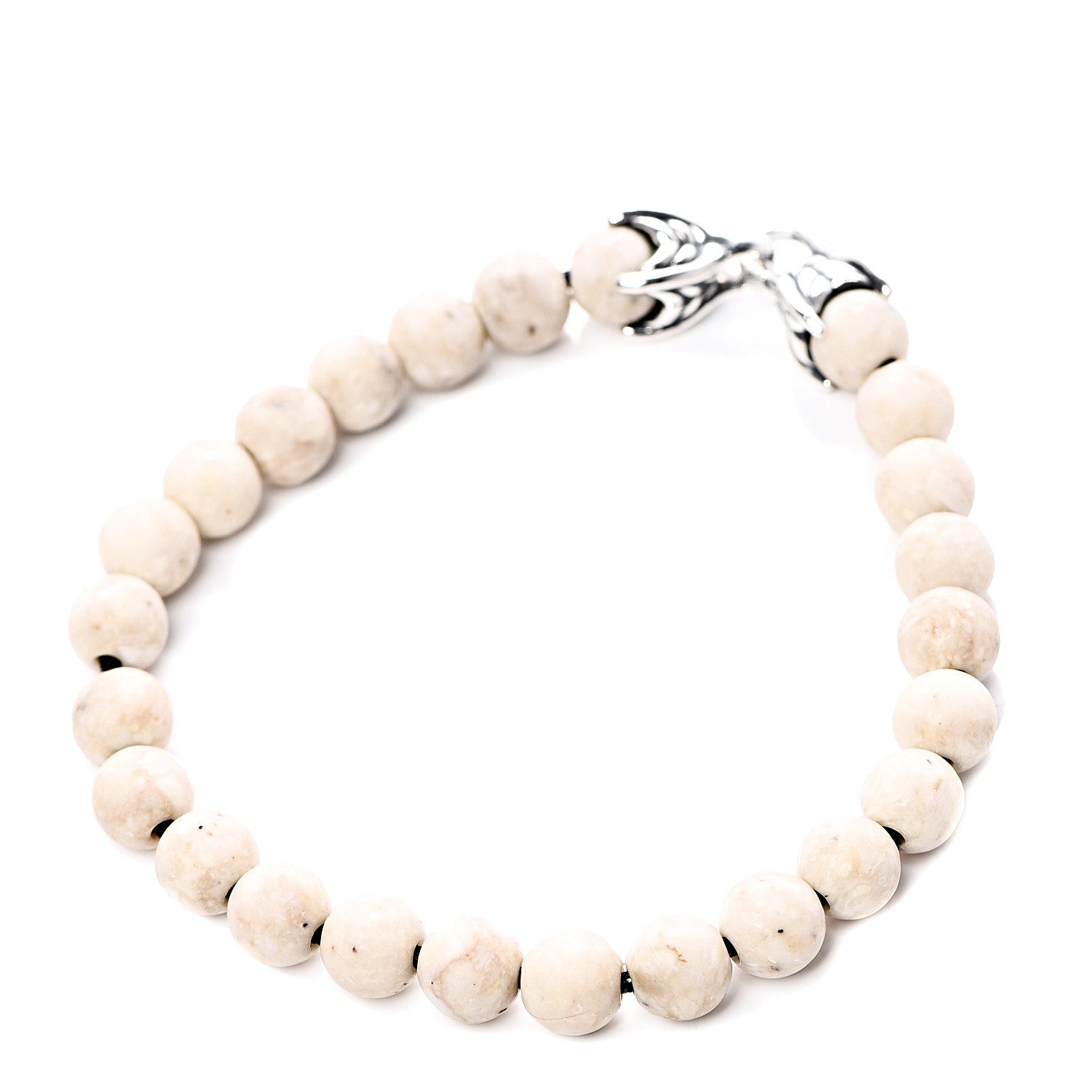 David Yurman Sterling Silver Riverstone 8mm Spiritual Beads Bracelet 1 of 5