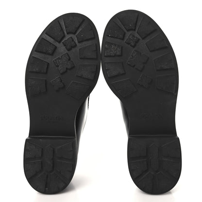 Prada Spazzolato Rois Monolith 55mm Derby Loafers 37 Black White 5 of 9