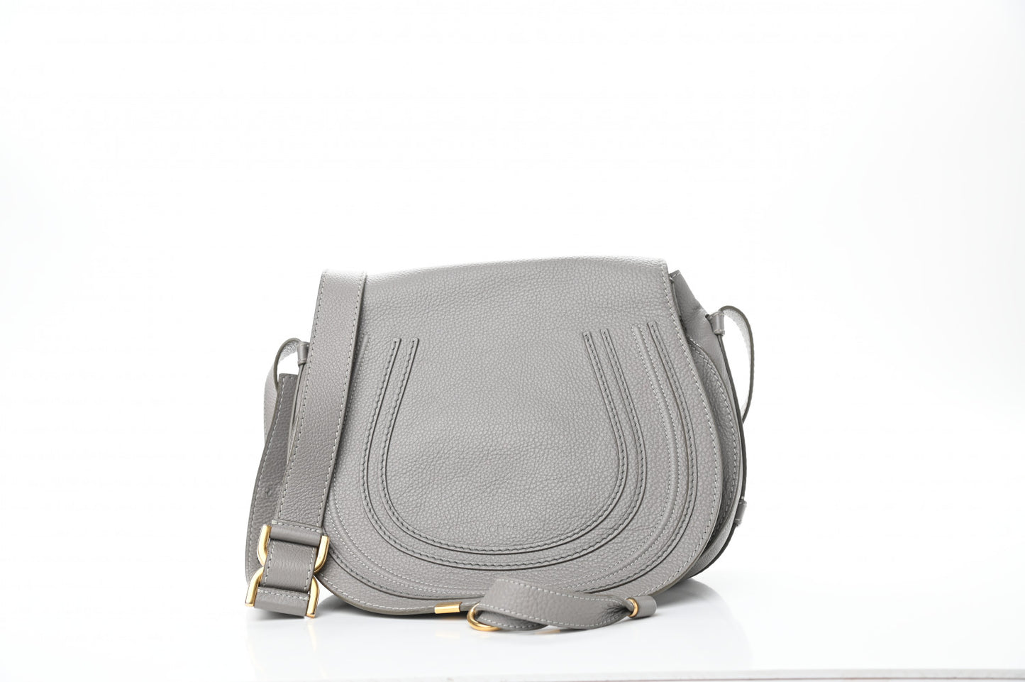 Calfskin Medium Marcie Round Crossbody Bag Cashmere Grey