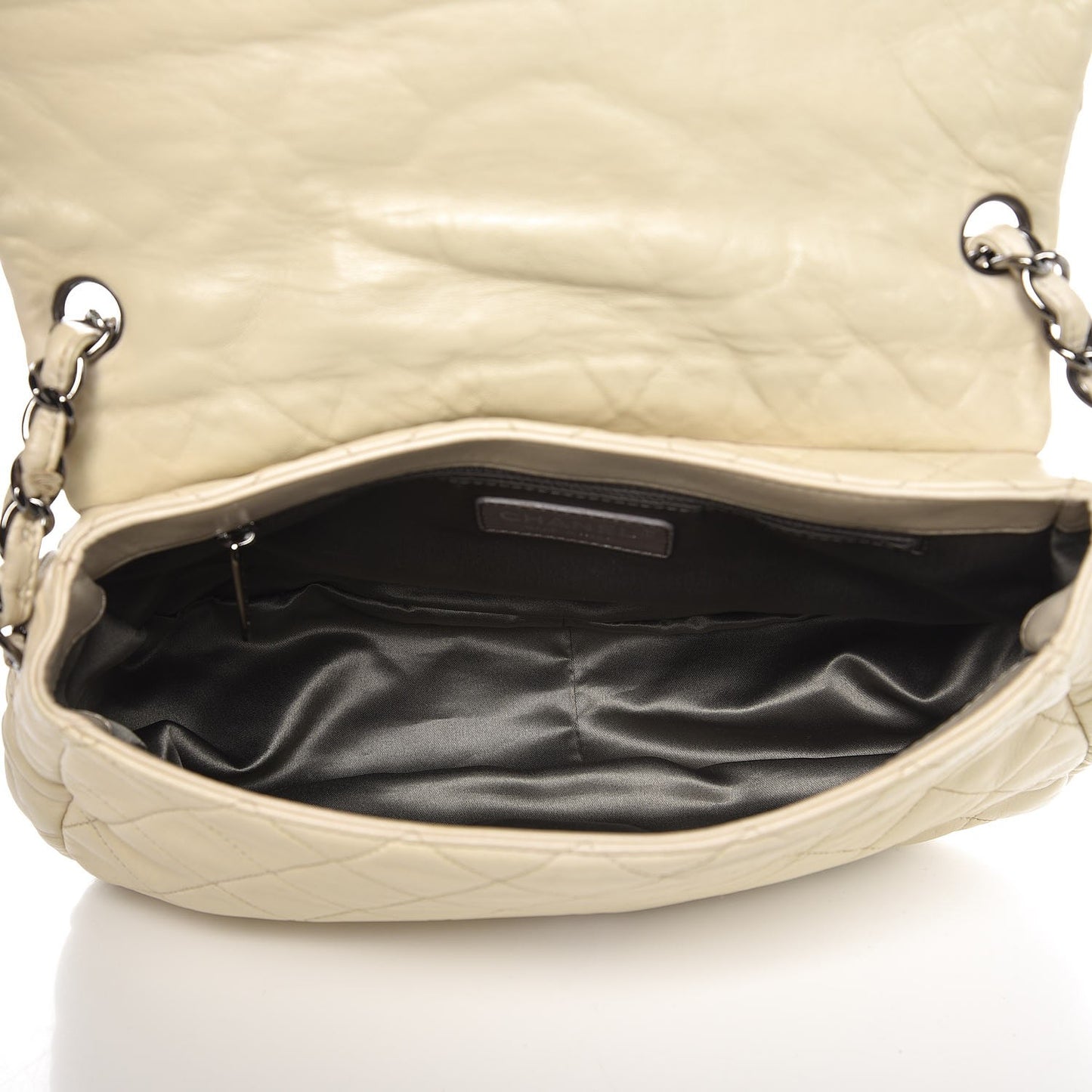 Lambskin Quilted Small Sharpei Flap White