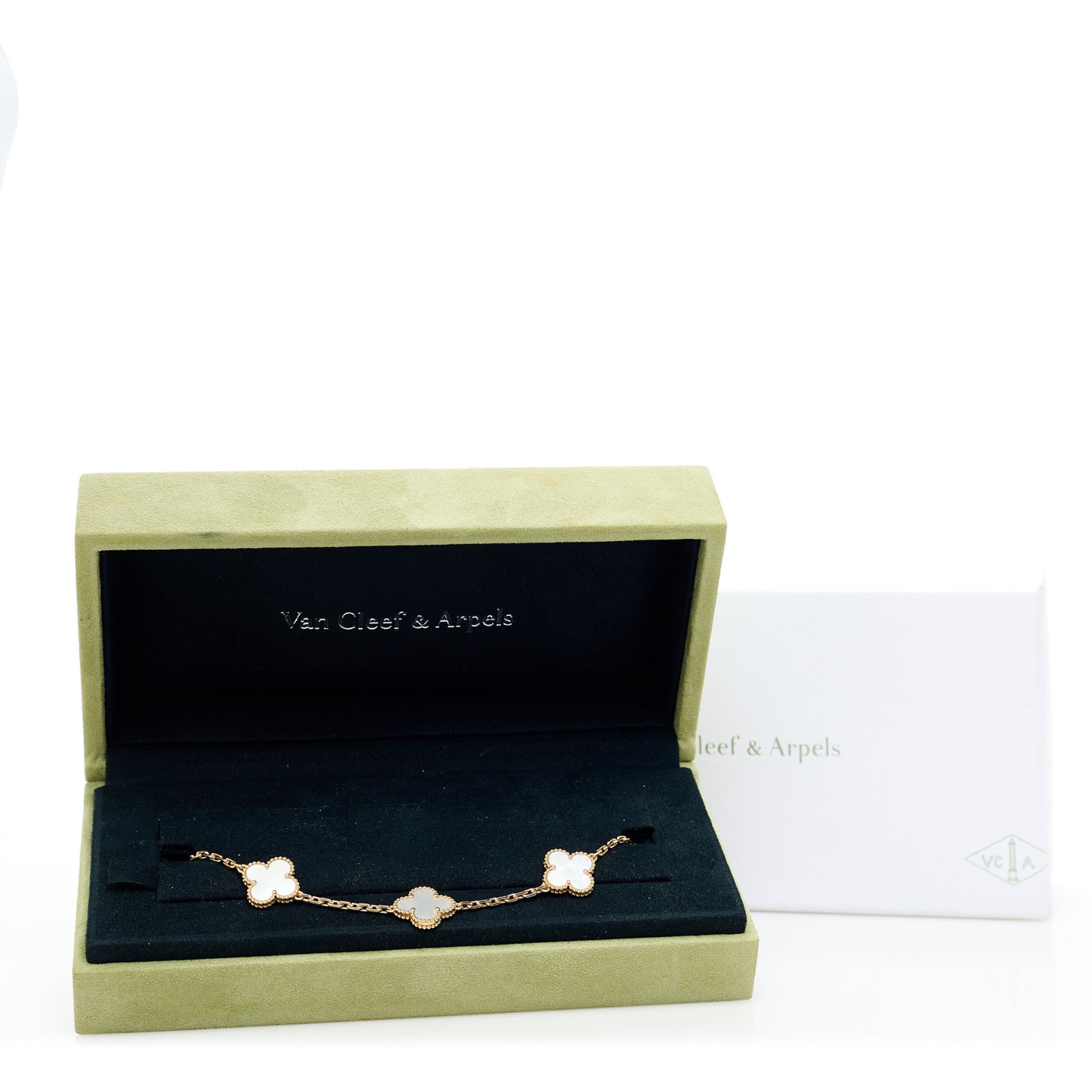 18K Yellow Gold Mother of Pearl 5 Motifs Vintage Alhambra Bracelet