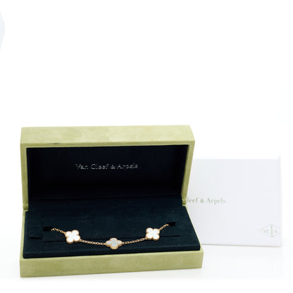 Van Cleef & Arpels 18K Yellow Gold Mother of Pearl 5 Motifs Vintage Alhambra Bracelet 6 of 6
