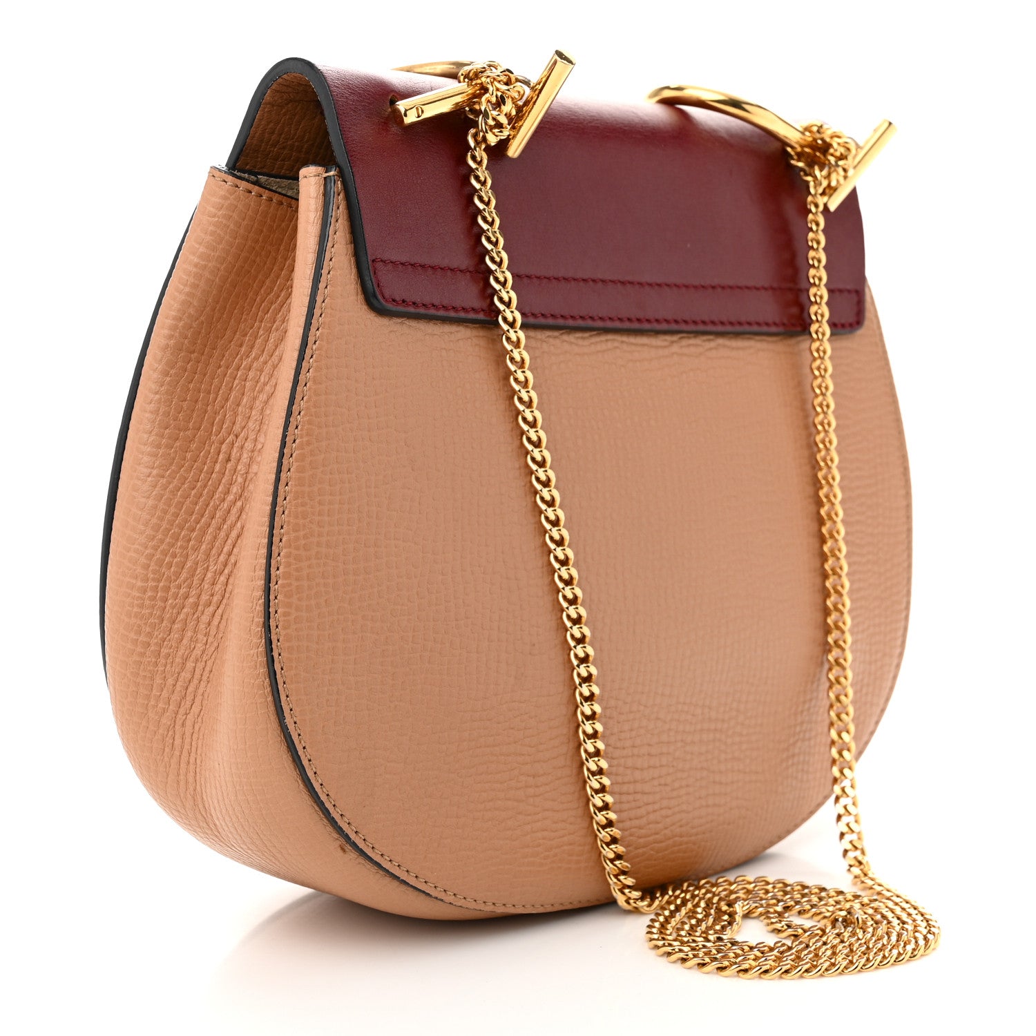 Chloe Grained Calfskin Lambskin Bi-Color Drew Shoulder Bag Beige Red 3 of 11