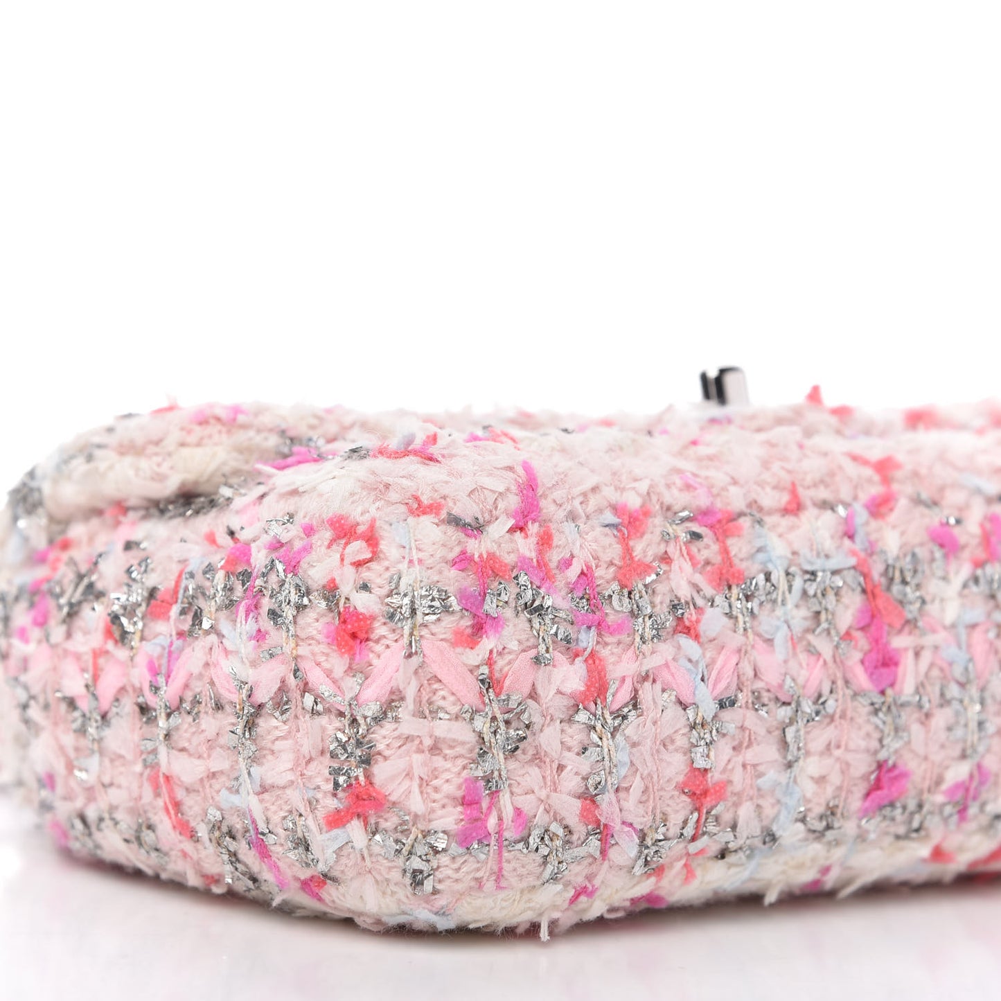 Tweed Quilted Mini Rectangular Flap Light Pink Silver Blue