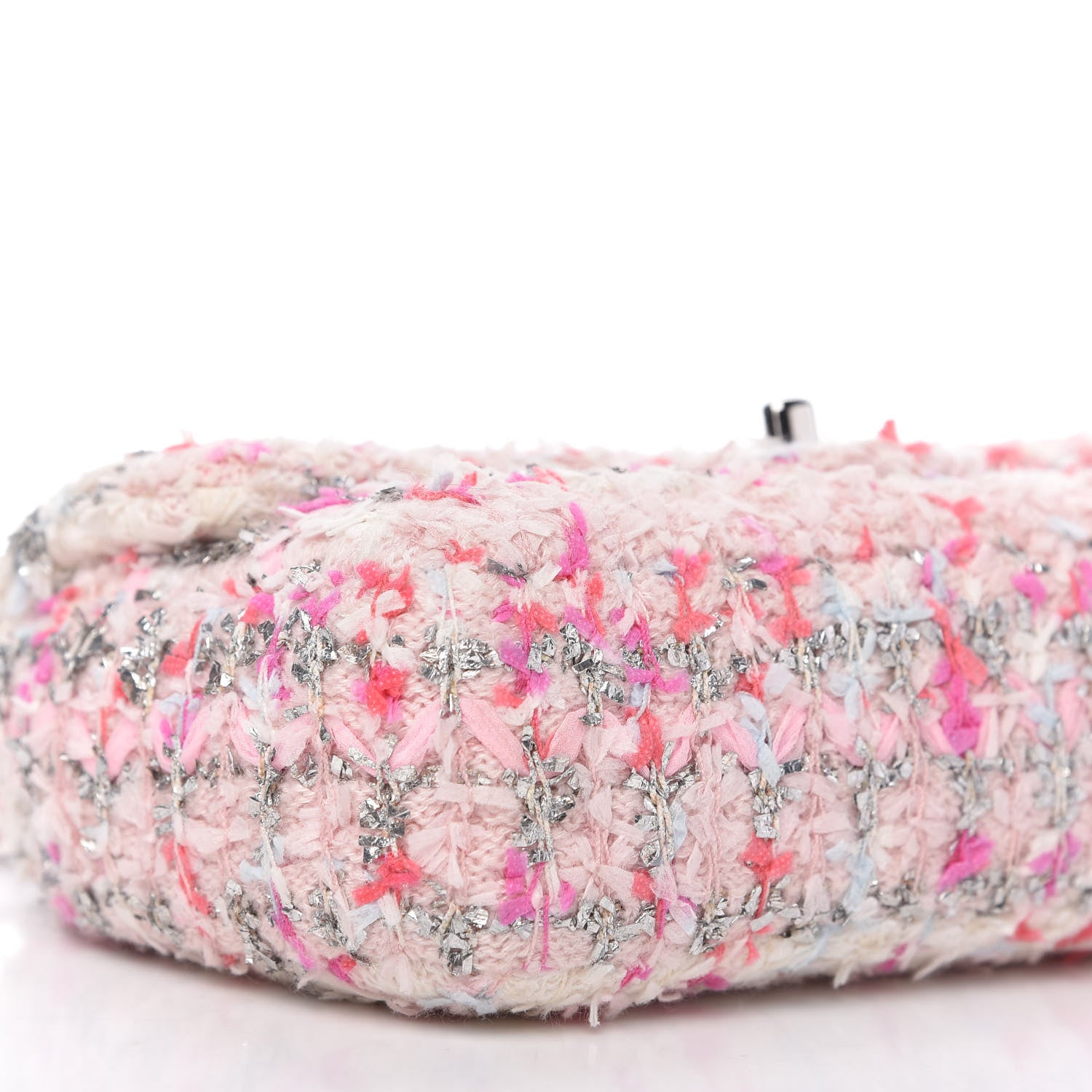 Chanel Tweed Quilted Mini Rectangular Flap Light Pink Silver Blue 6 of 10