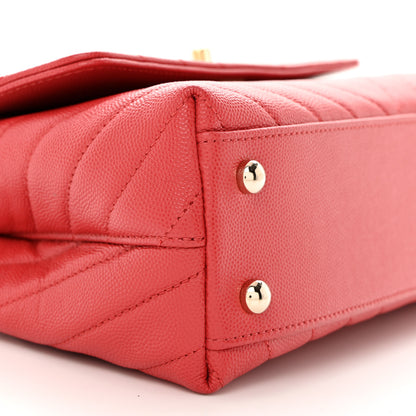 Chanel Caviar Chevron Quilted Mini Coco Handle Flap Red 9 of 10