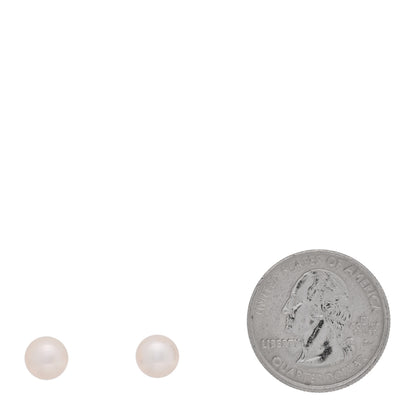 Parker & West by FASHIONPHILE 18K Yellow Gold Akoya Cultured Pearl 7-7.5mm Stud Earrings 2 of 4