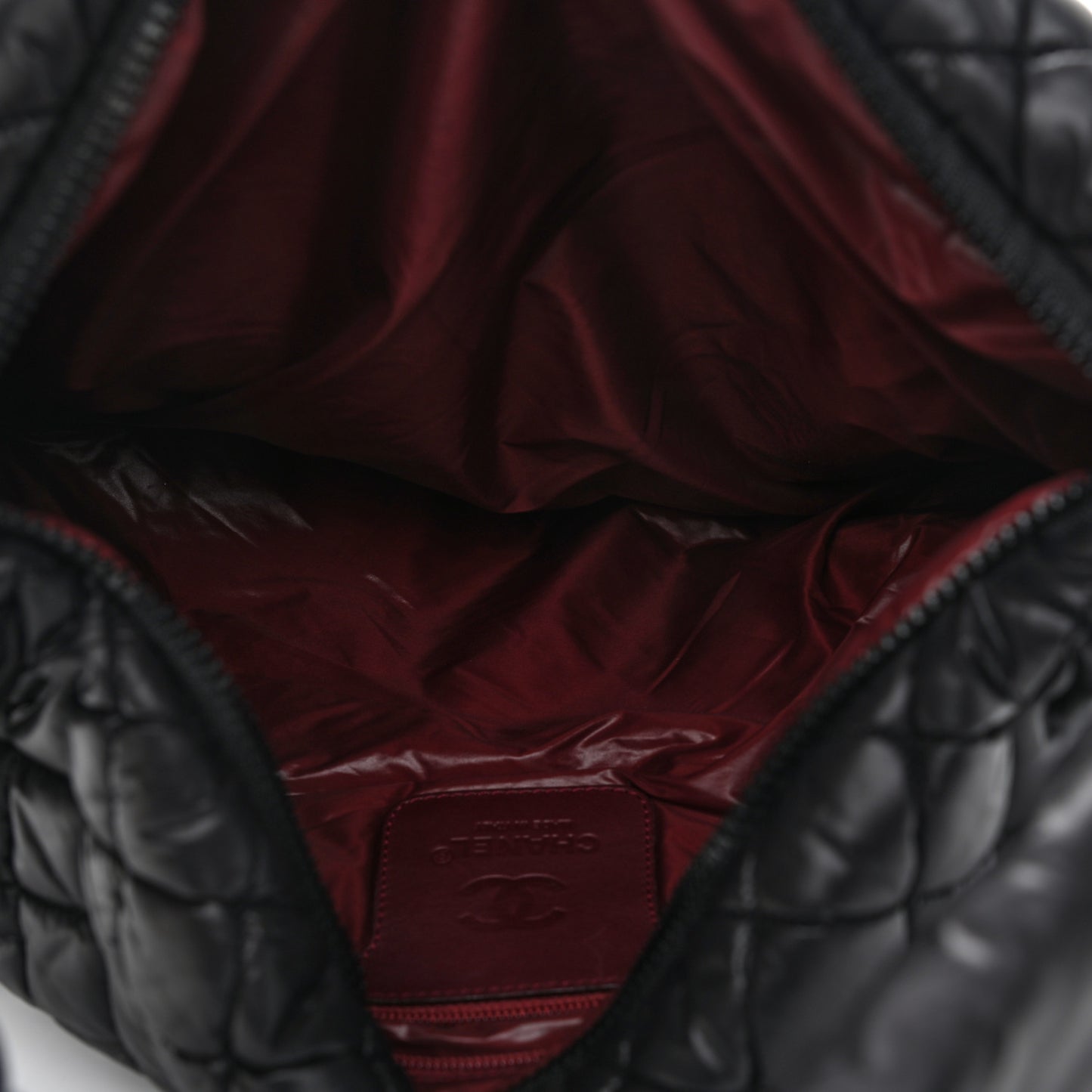 Nylon Quilted Coco Cocoon Hobo Black