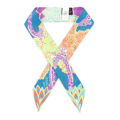 Hermes Silk The Three Graces Twilly Canard Mauve Jaune Fluo 1 of 4