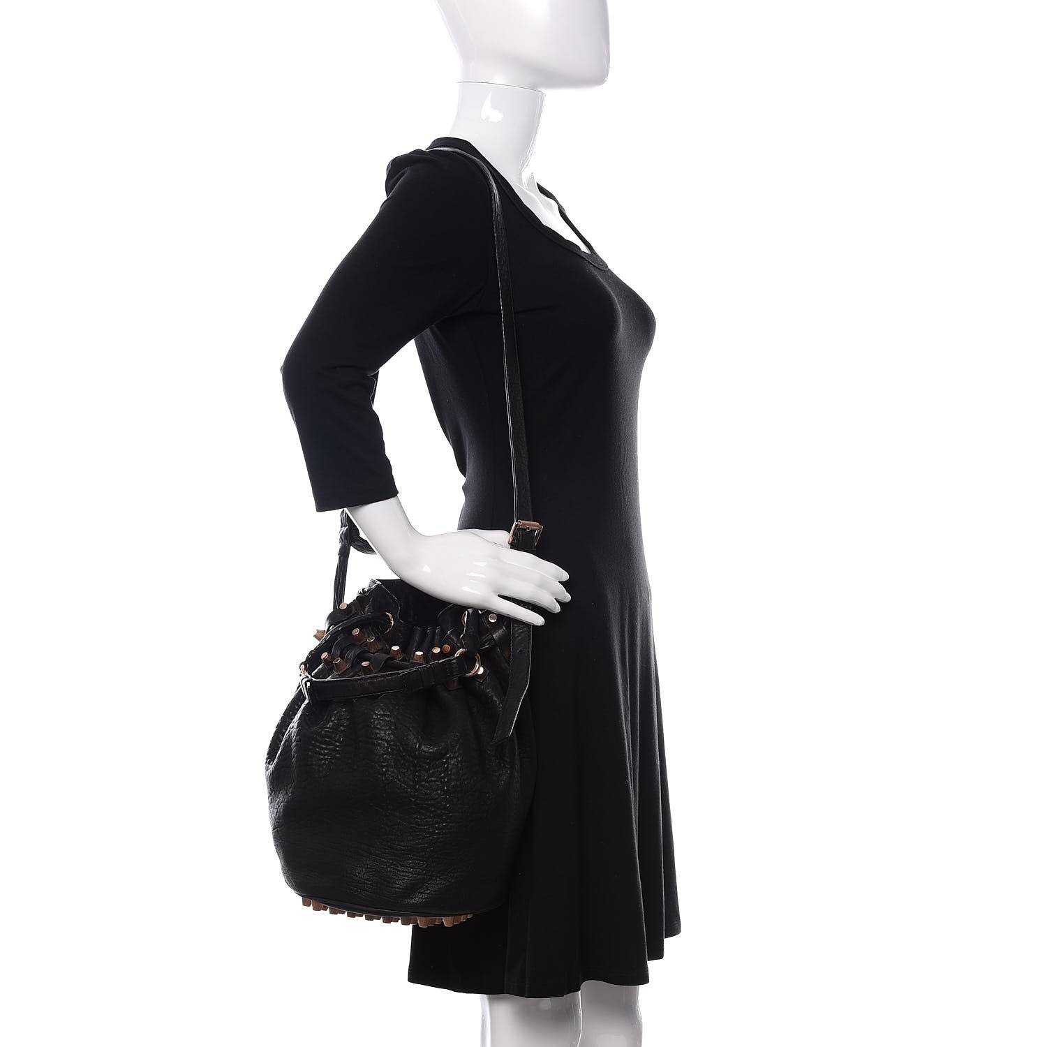 Alexander Wang Pebbled Lambskin Diego Bucket Black Rose Gold Hardware 2 of 10