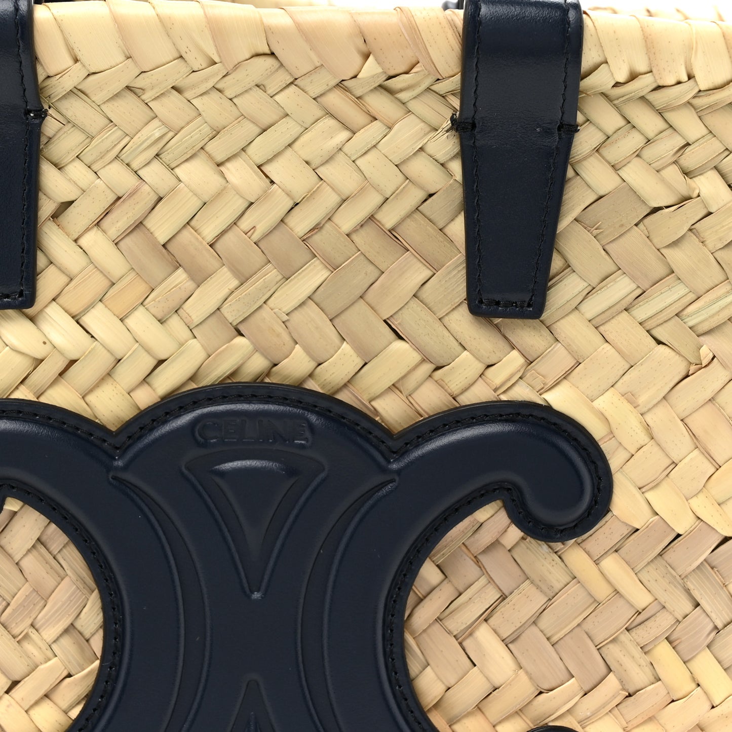 Raffia Calfskin Triomphe Nano Panier Navy Blue