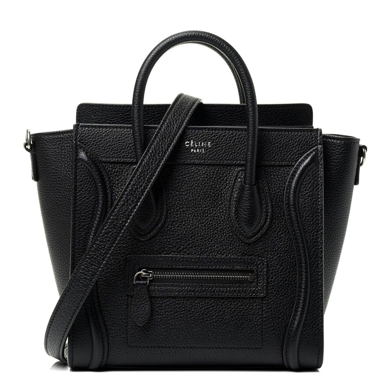 Celine Drummed Calfskin Nano Luggage Black 1 of 4