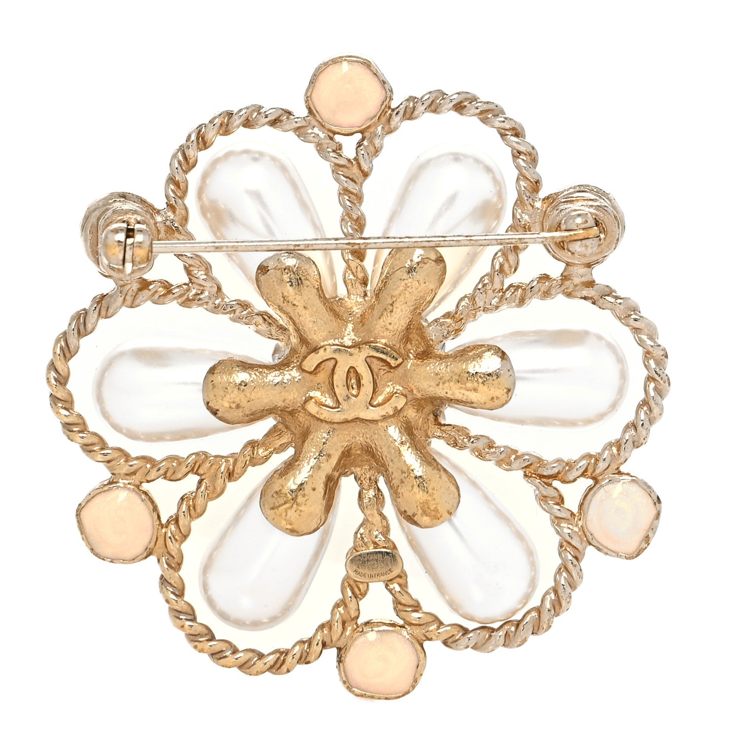 Crystal CC Gripoix Pearl Brooch Gold Multicolor