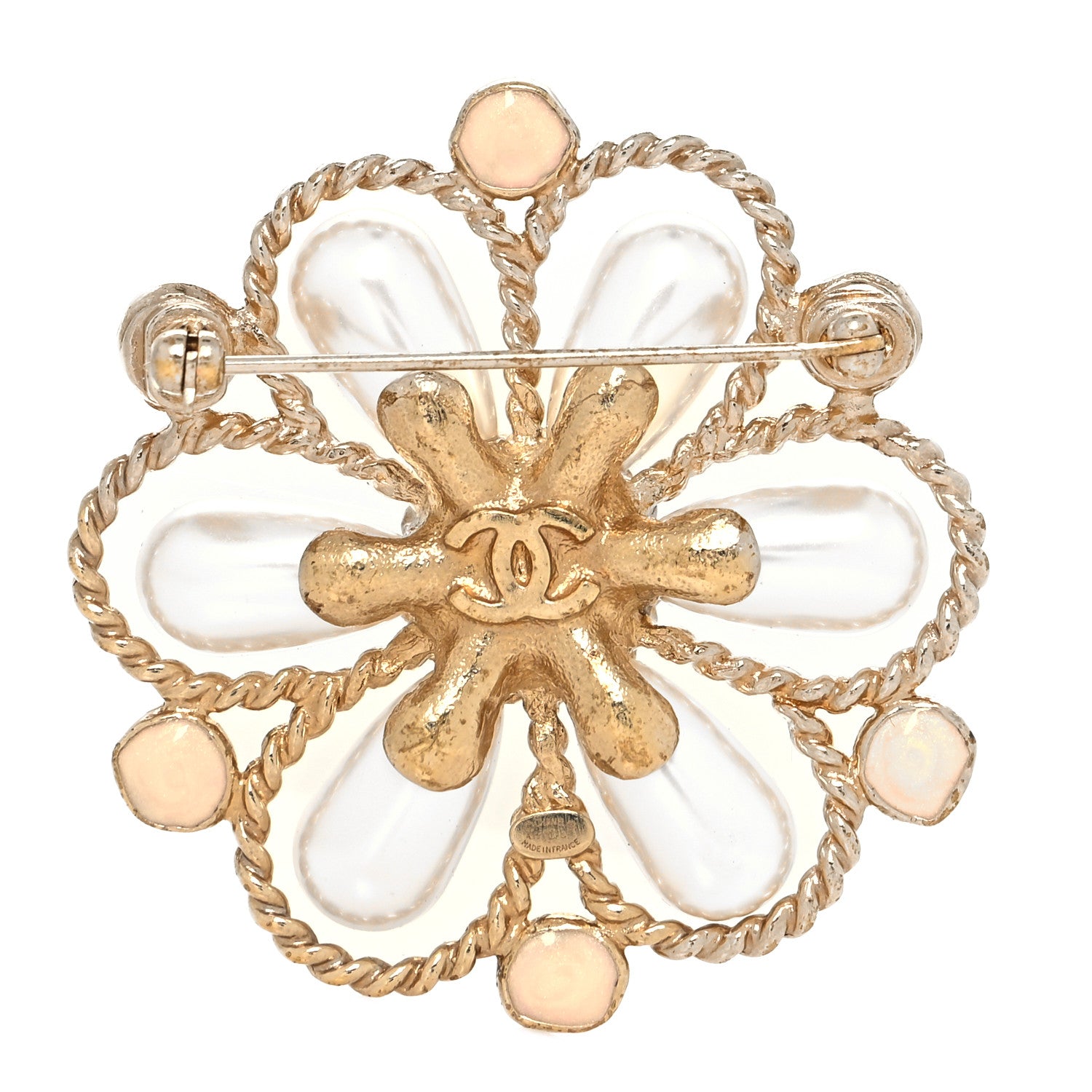 Chanel Crystal CC Gripoix Pearl Brooch Gold Multicolor 3 of 4