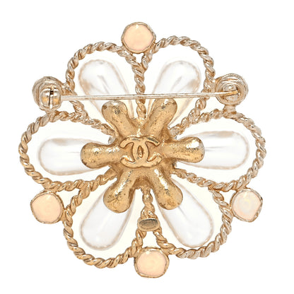 Chanel Crystal CC Gripoix Pearl Brooch Gold Multicolor 3 of 4
