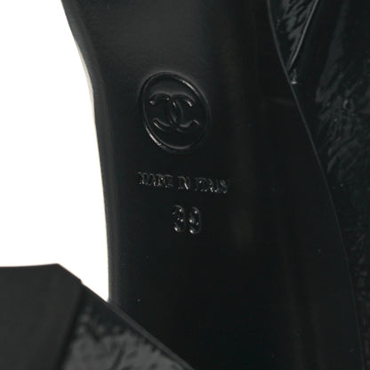 Chanel Crumpled Patent High Boots 39 Black 7 of 8