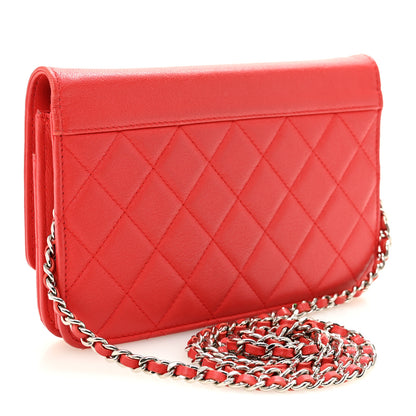 Chanel Grained Calfskin Quilted CC Box Wallet On Chain WOC Red 3 of 12