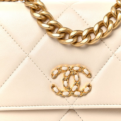 Chanel Goatskin Quilted Chanel 19 Wallet On Chain WOC Light Beige 8 of 17