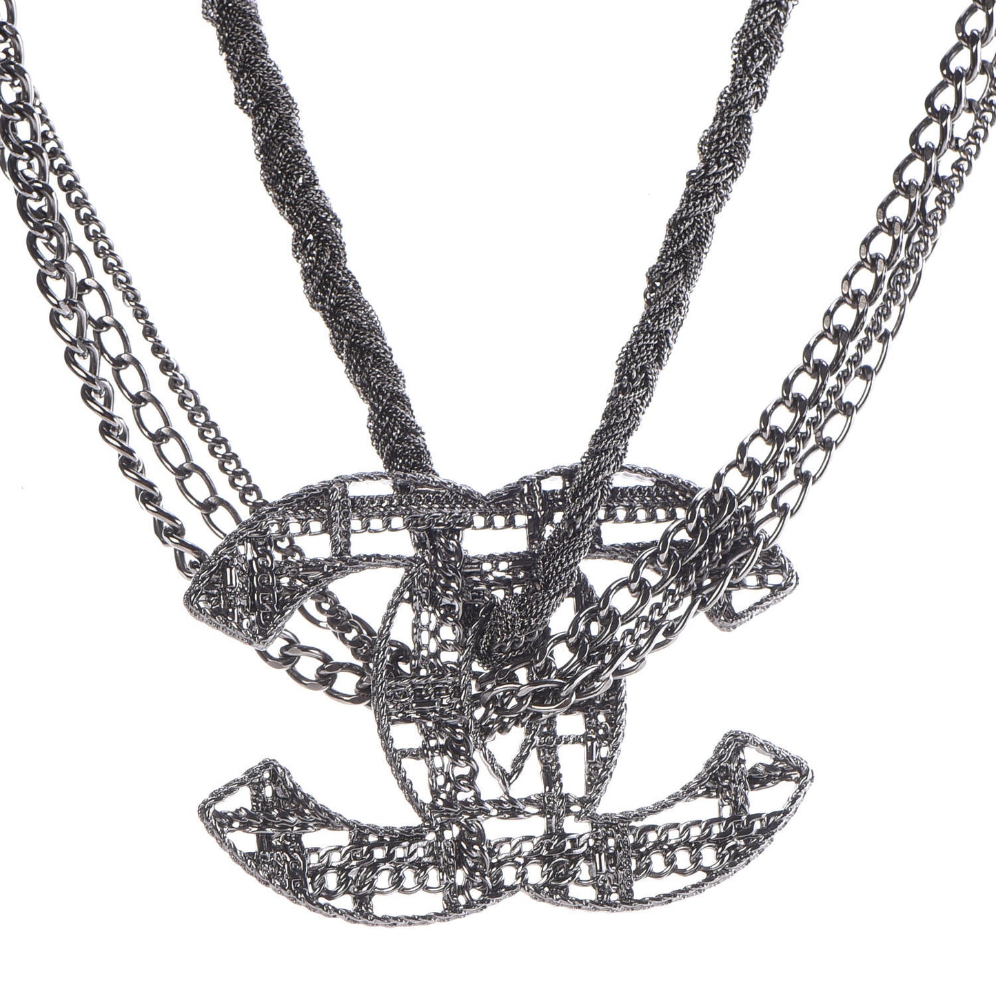 Ruthenium Multi Strand Chain CC Short Necklace