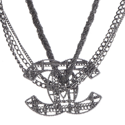 Chanel Ruthenium Multi Strand Chain CC Short Necklace 1 of 7