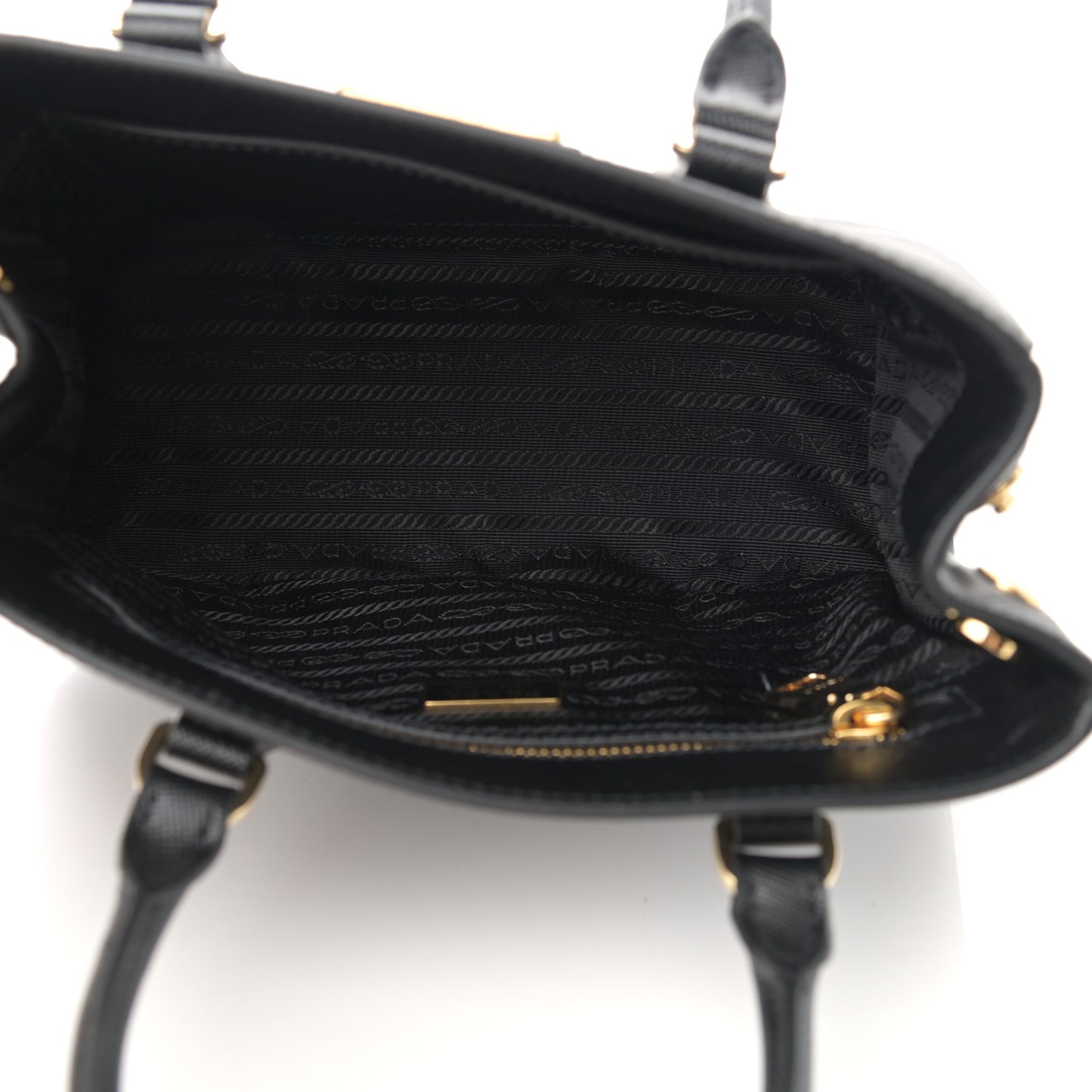 Saffiano Lux Micro Galleria Shoulder Bag Black