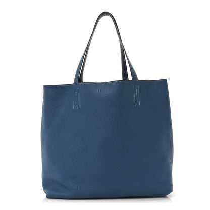 Hermes Taurillon Clemence Double Sens 45 Reversible Tote Bleu Izmir Bleu Saphir 1 of 15
