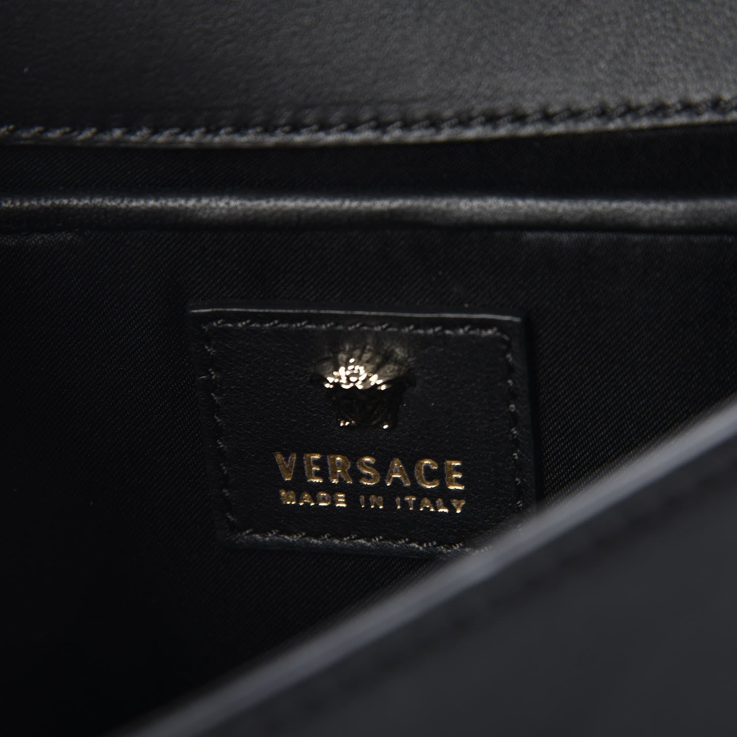 Versace Calfskin Palazzo Chain Evening Bag Black 6 of 6