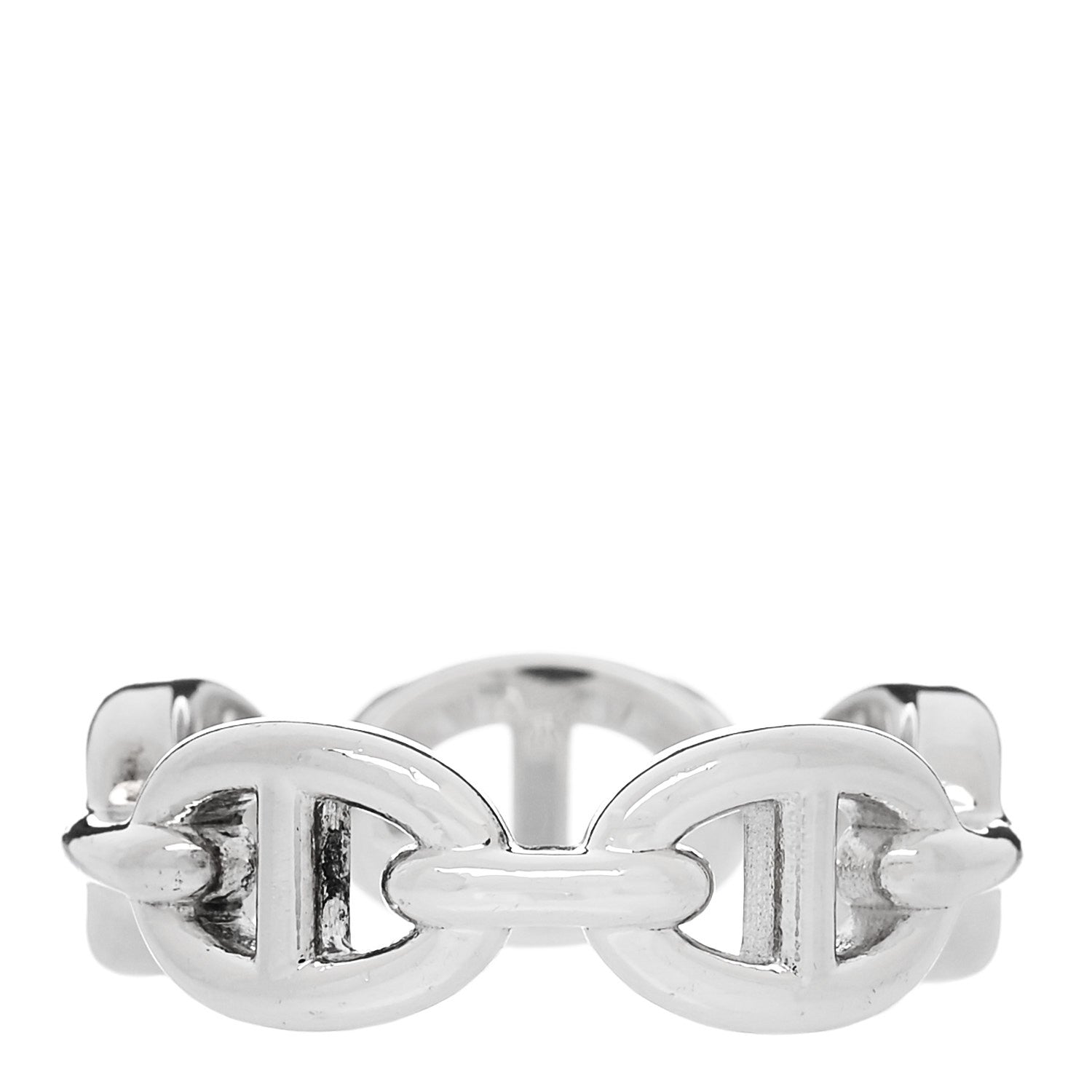 Hermes Sterling Silver PM Chaine d'Ancre Enchainee Band Ring 53 6.5 3 of 6