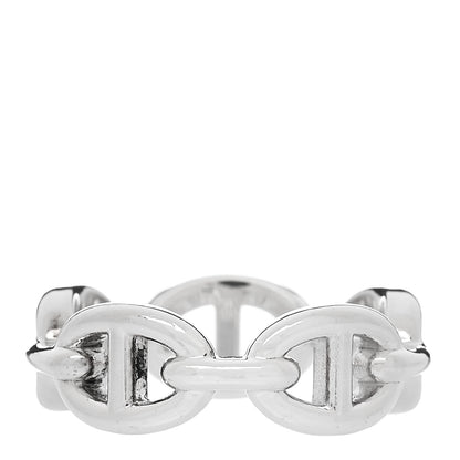 Hermes Sterling Silver PM Chaine d'Ancre Enchainee Band Ring 53 6.5 3 of 6