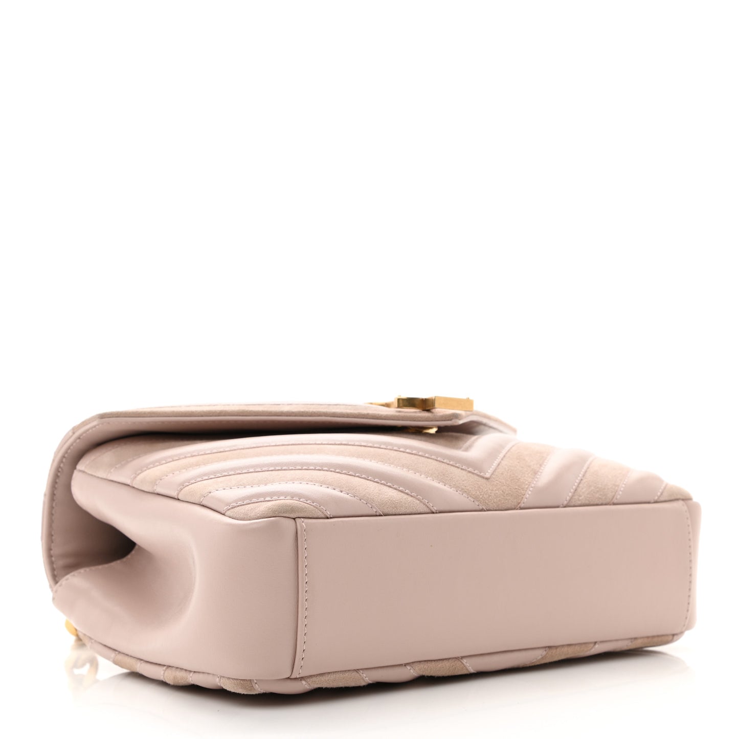 Calfskin Suede Matelasse Chevron Medium Monogram College Bag Rose Poudre