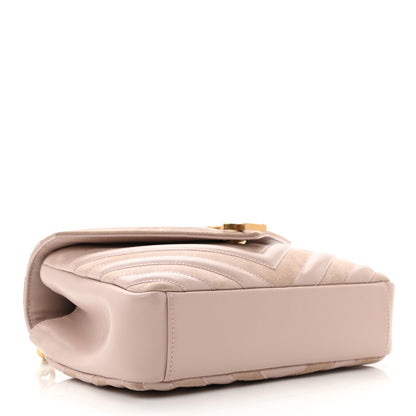 Saint Laurent Calfskin Suede Matelasse Chevron Medium Monogram College Bag Rose Poudre 4 of 13