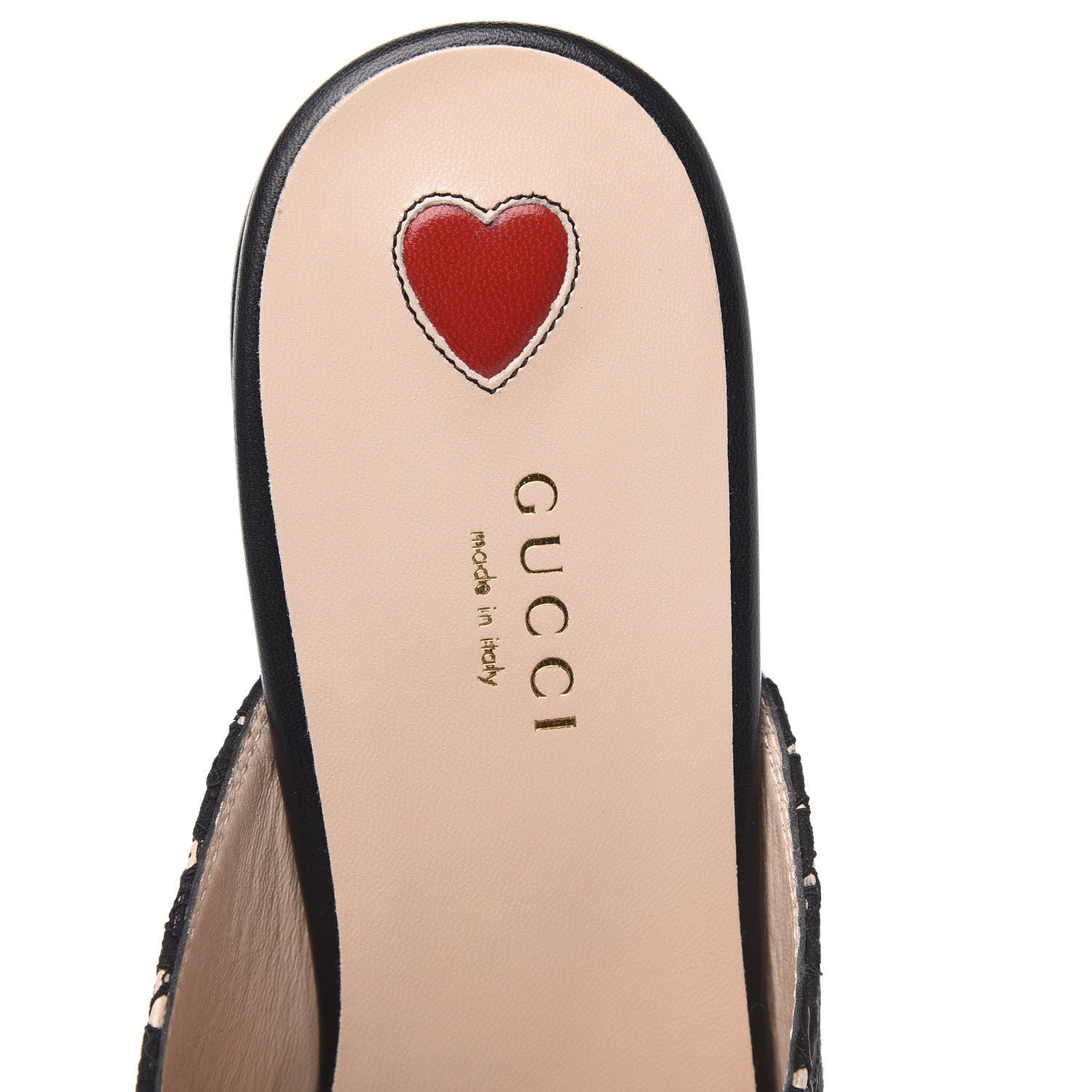 Gucci Lace Malaga Kid Womens Princetown Slippers 40 Black Skin Rose 6 of 9