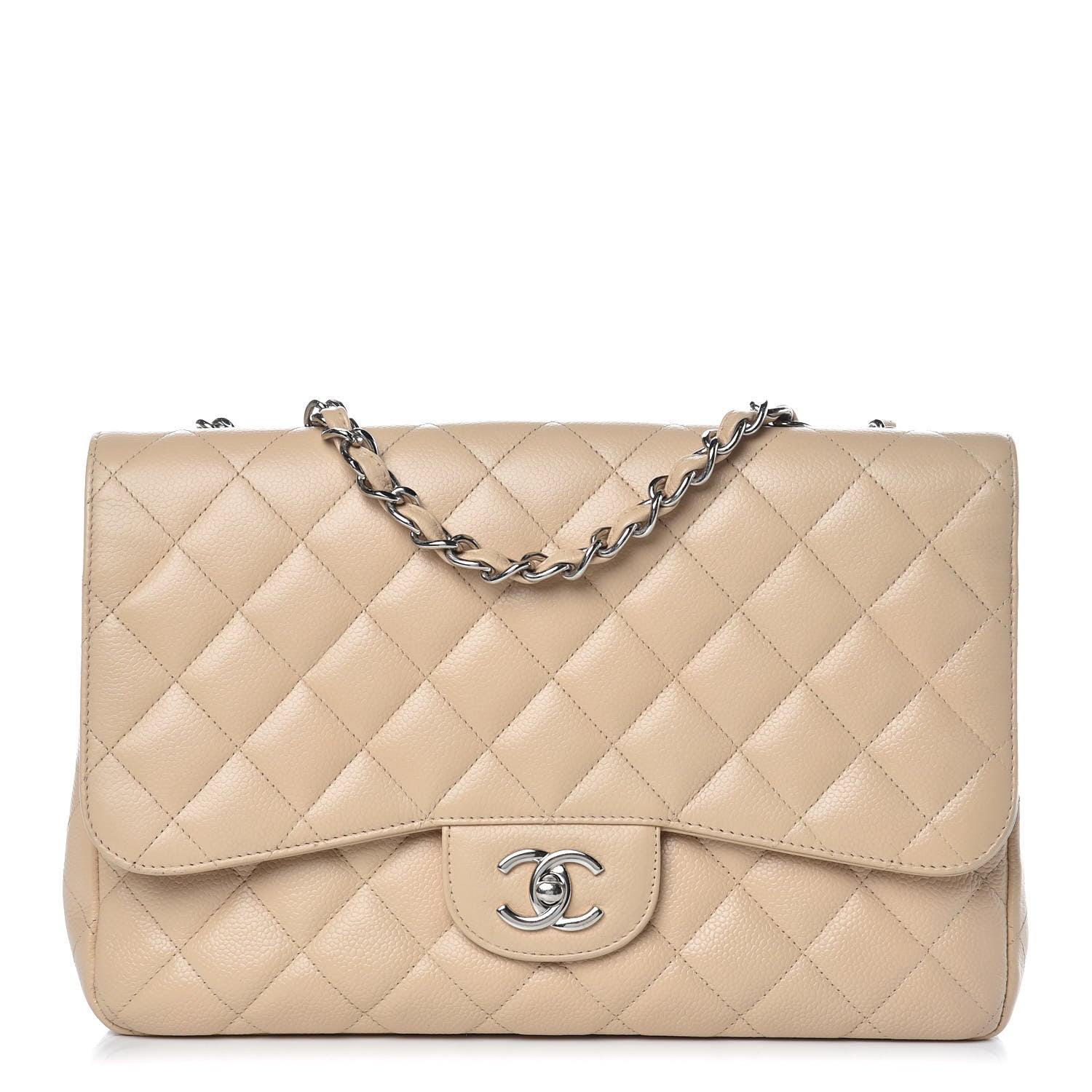 Chanel Caviar Quilted Jumbo Single Flap Beige Clair 1 of 16