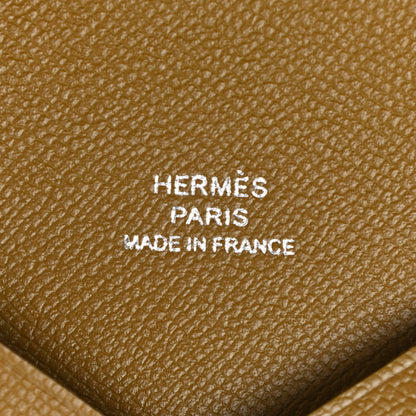 Hermes Madame Calfskin Calvi Card Case Bronze Dore 6 of 8