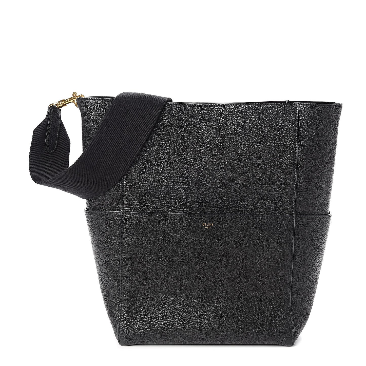 Goatskin Sangle Bucket Bag Black