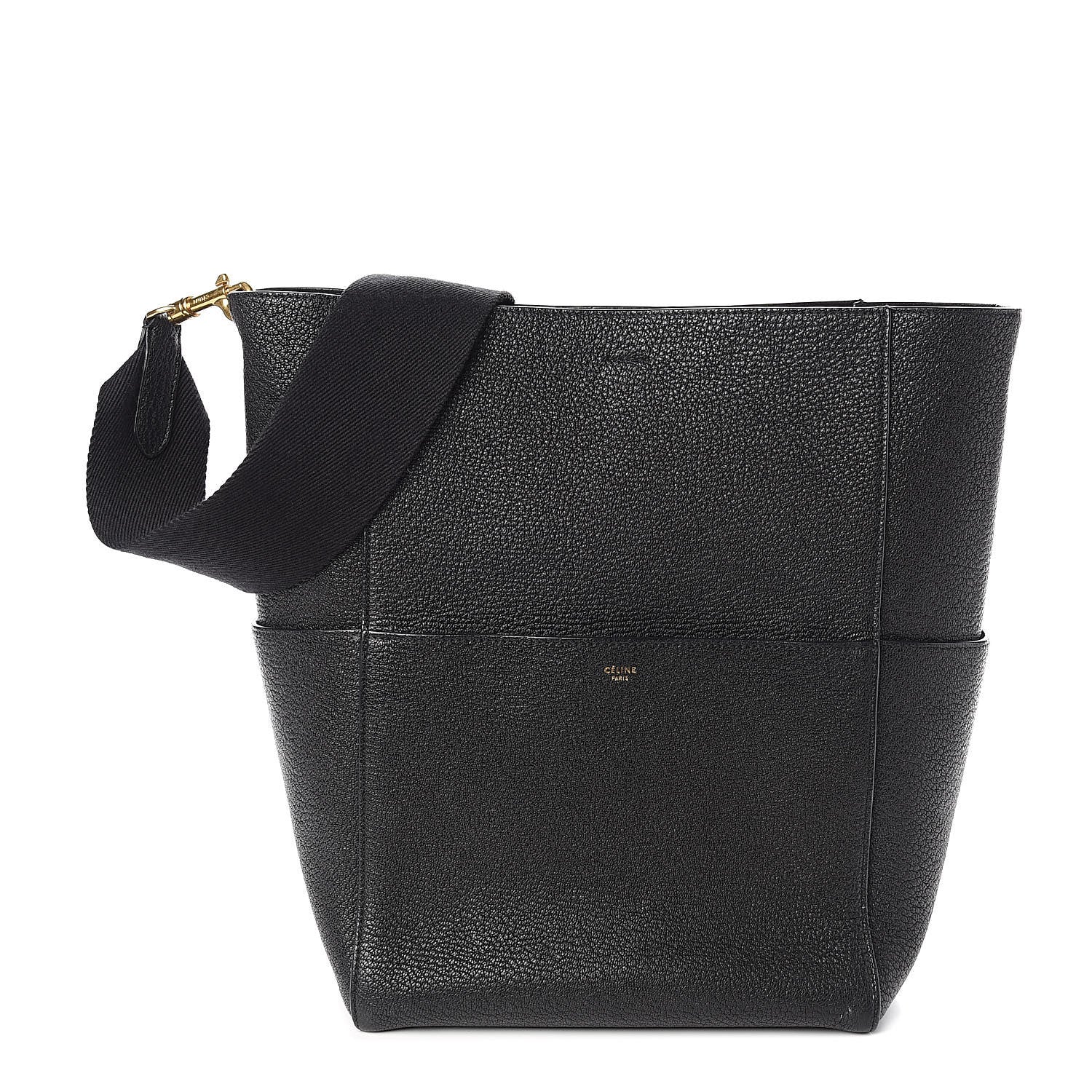 Celine Goatskin Sangle Bucket Bag Black 1 of 10