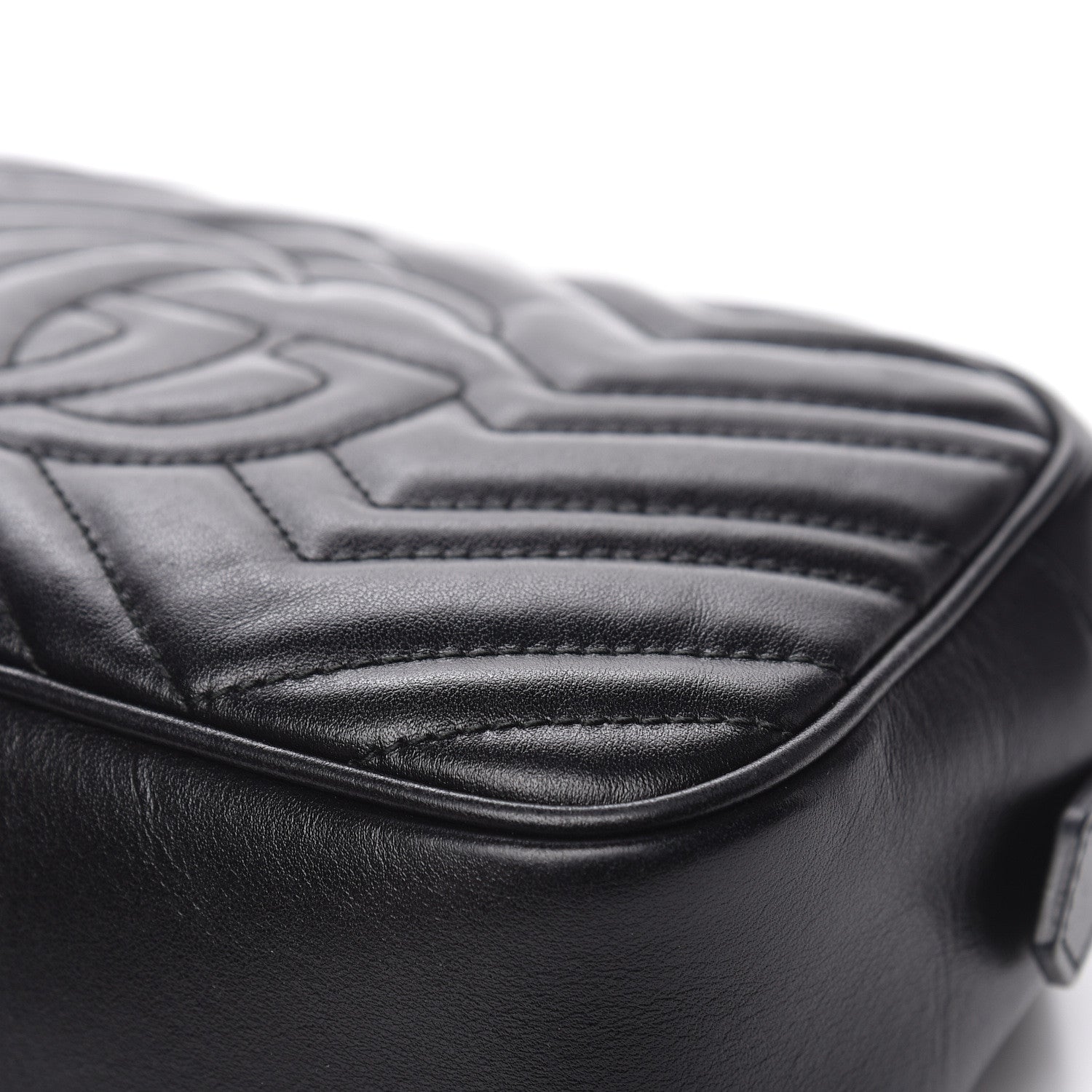 Gucci Calfskin Matelasse Small GG Marmont Chain Shoulder Bag Black 11 of 12
