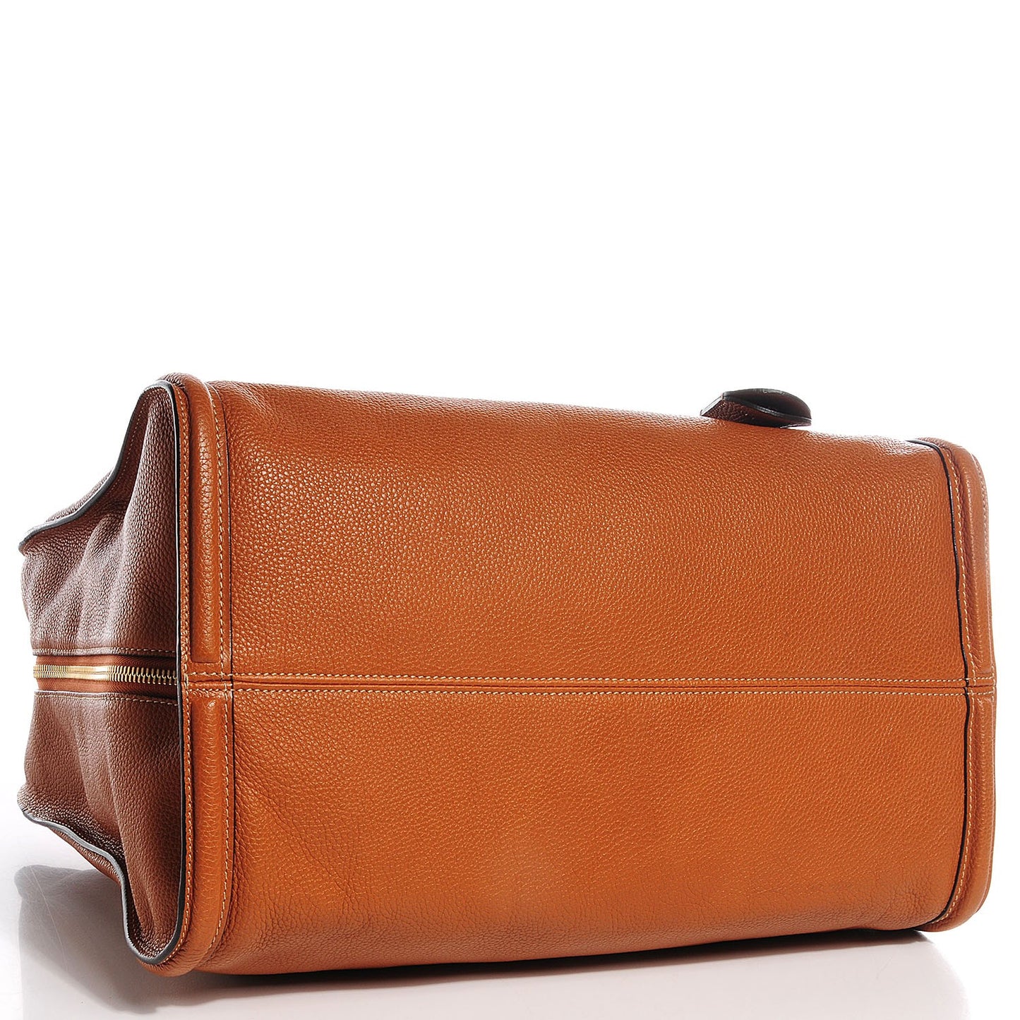 Pebbled Calfskin Large Skull Padlock Zip Around Tote Camel