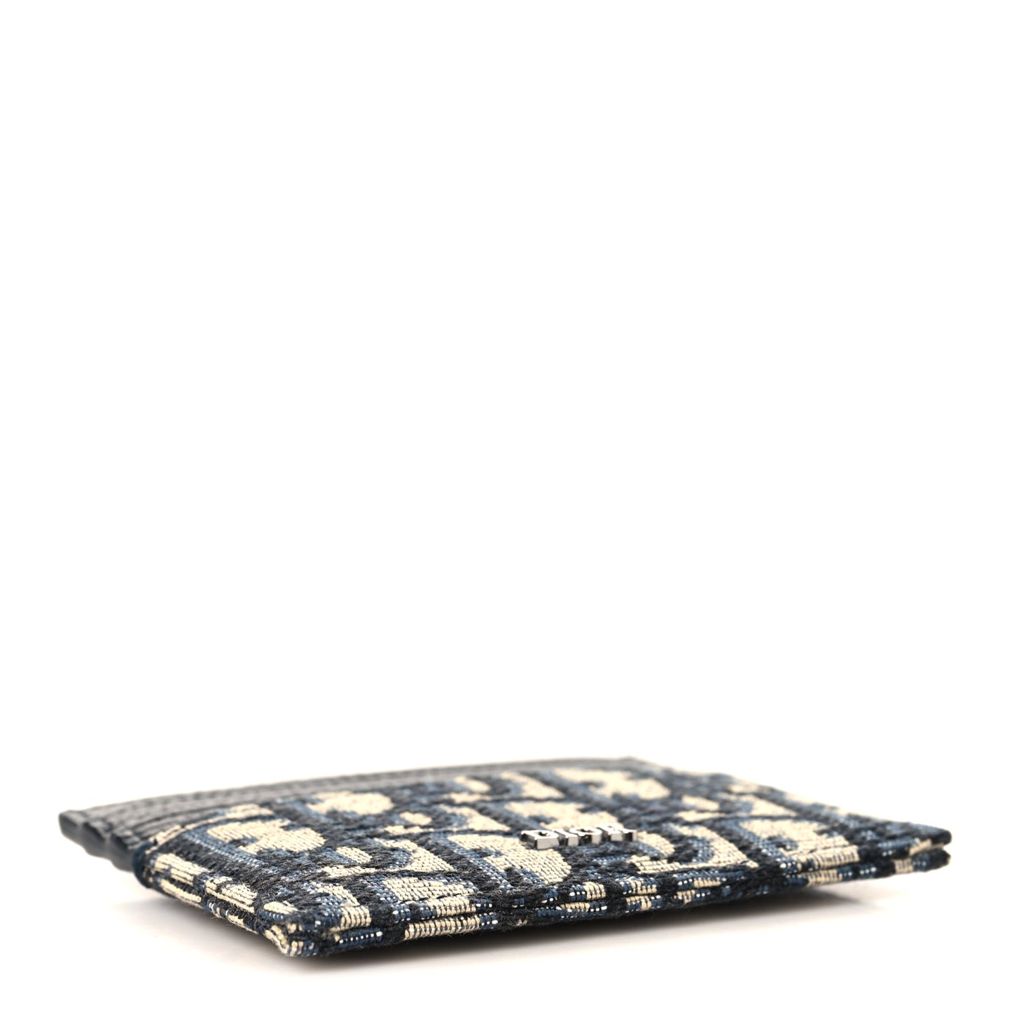 Grained Calfskin Oblique Card Holder Black