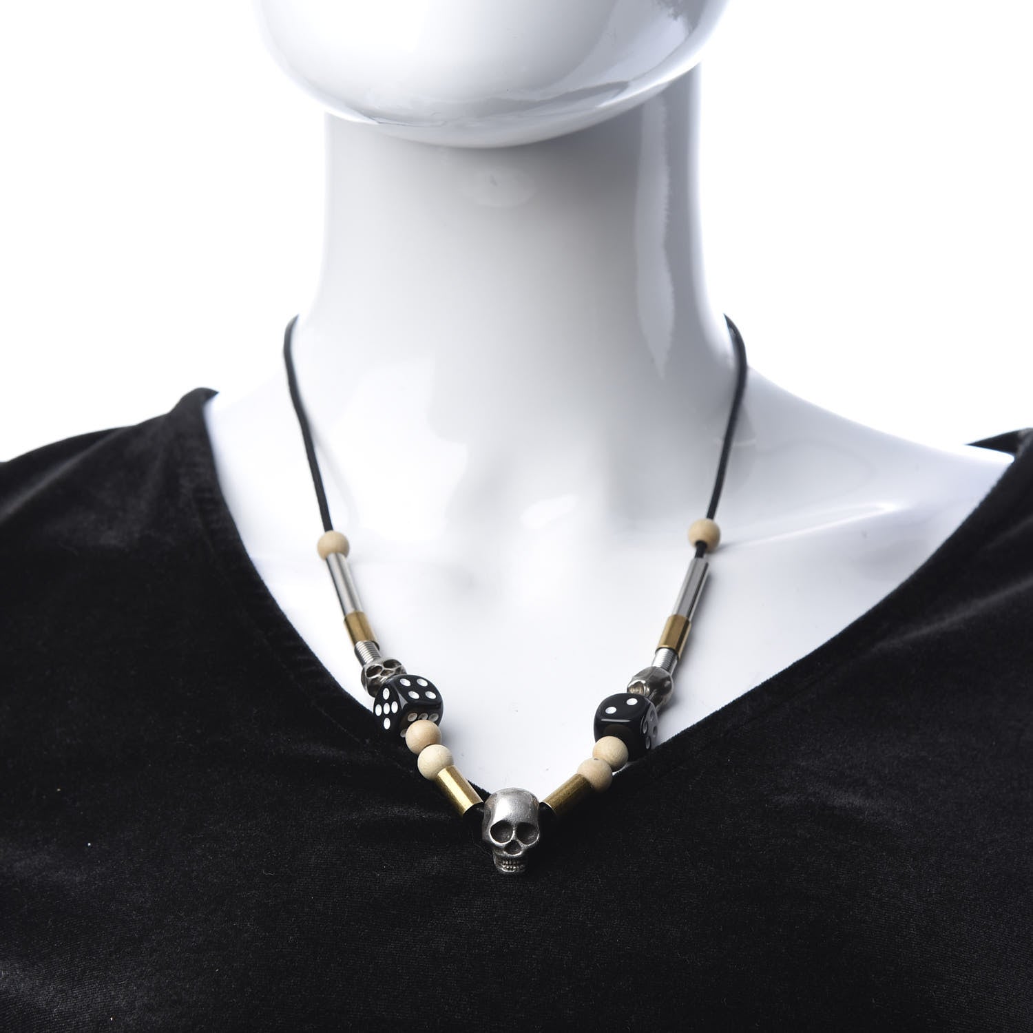 Christian Dior Calfskin Skull Dice Necklace Black 2 of 4