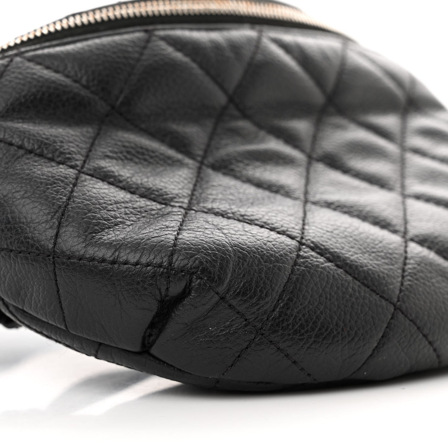 Grained Calfskin Quilted Waist Belt Bag Black