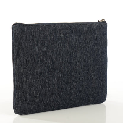 Chanel Denim Large Deauville Pouch Dark Blue 3 of 7