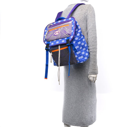 Gucci Jersey GG Monogram All Over Pan Sport Double Buckle Backpack  Blue Multicolor 2 of 12