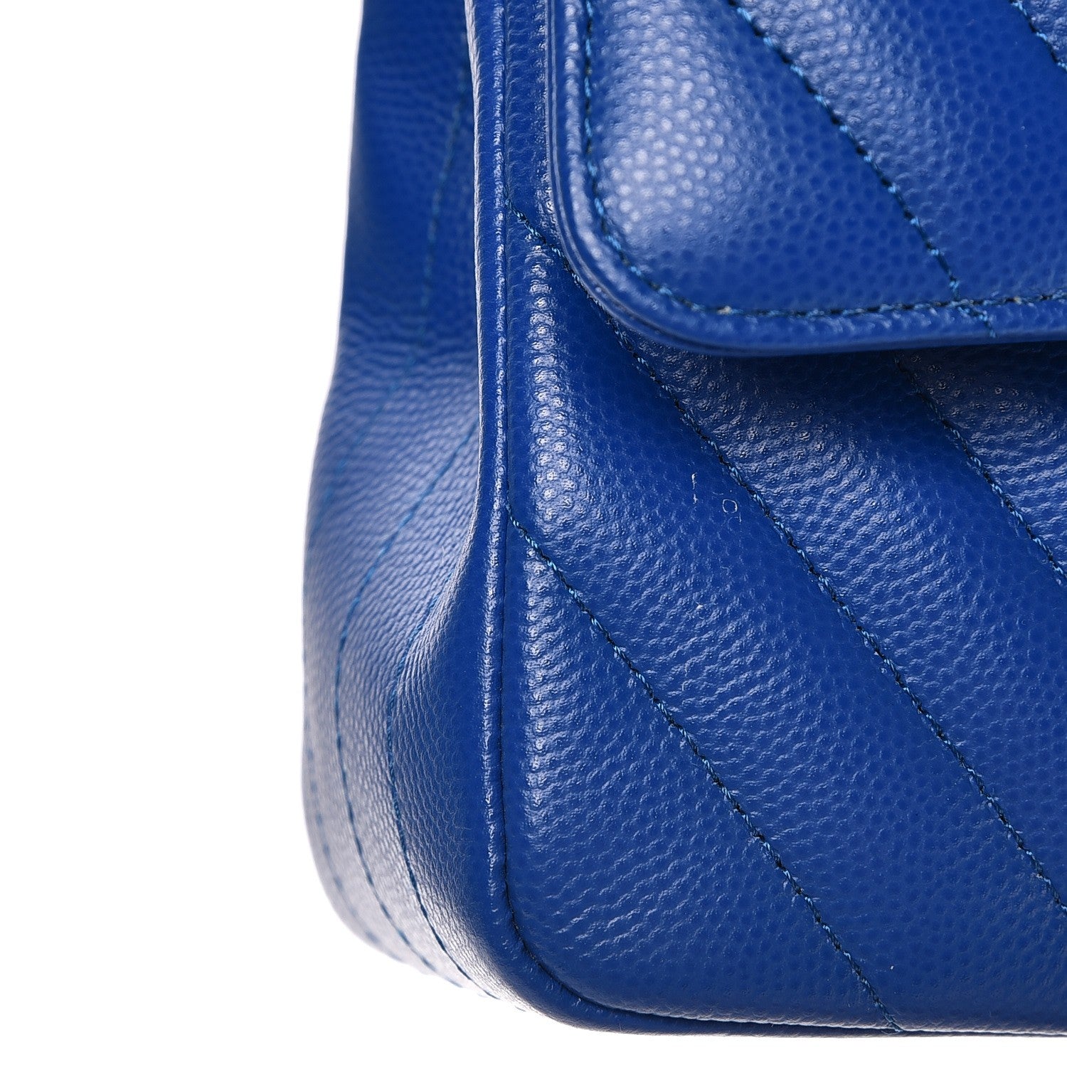 Chanel Caviar Chevron Quilted Medium Double Flap Bright Blue 9 of 9