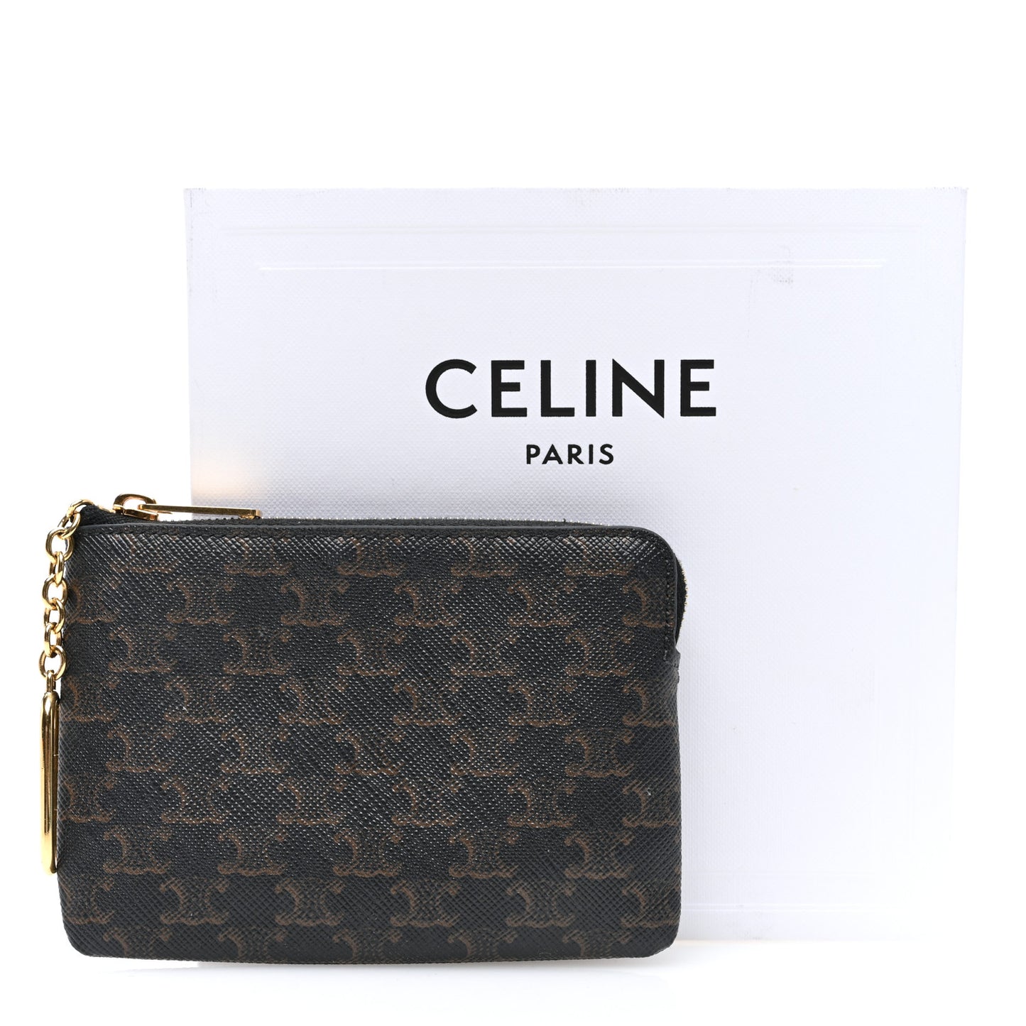 Triomphe Canvas Coin and Card Pouch With Hook Black