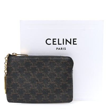 Celine Triomphe Canvas Coin and Card Pouch With Hook Black 7 of 7