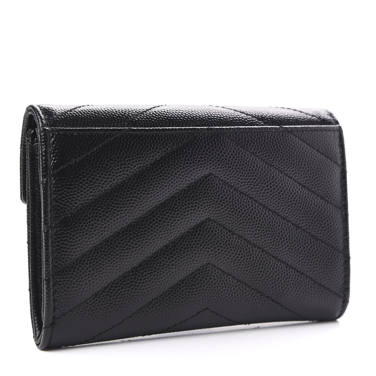 Grain De Poudre Matelasse Chevron Small Monogram Envelope Wallet Black