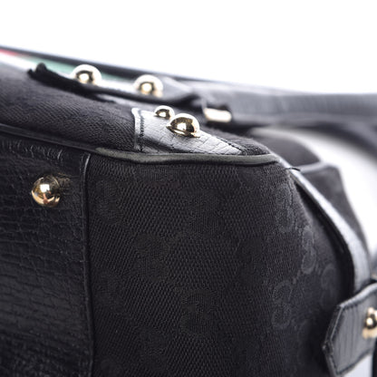 Gucci Monogram Web Large Horsebit Satchel Chain Black 14 of 15