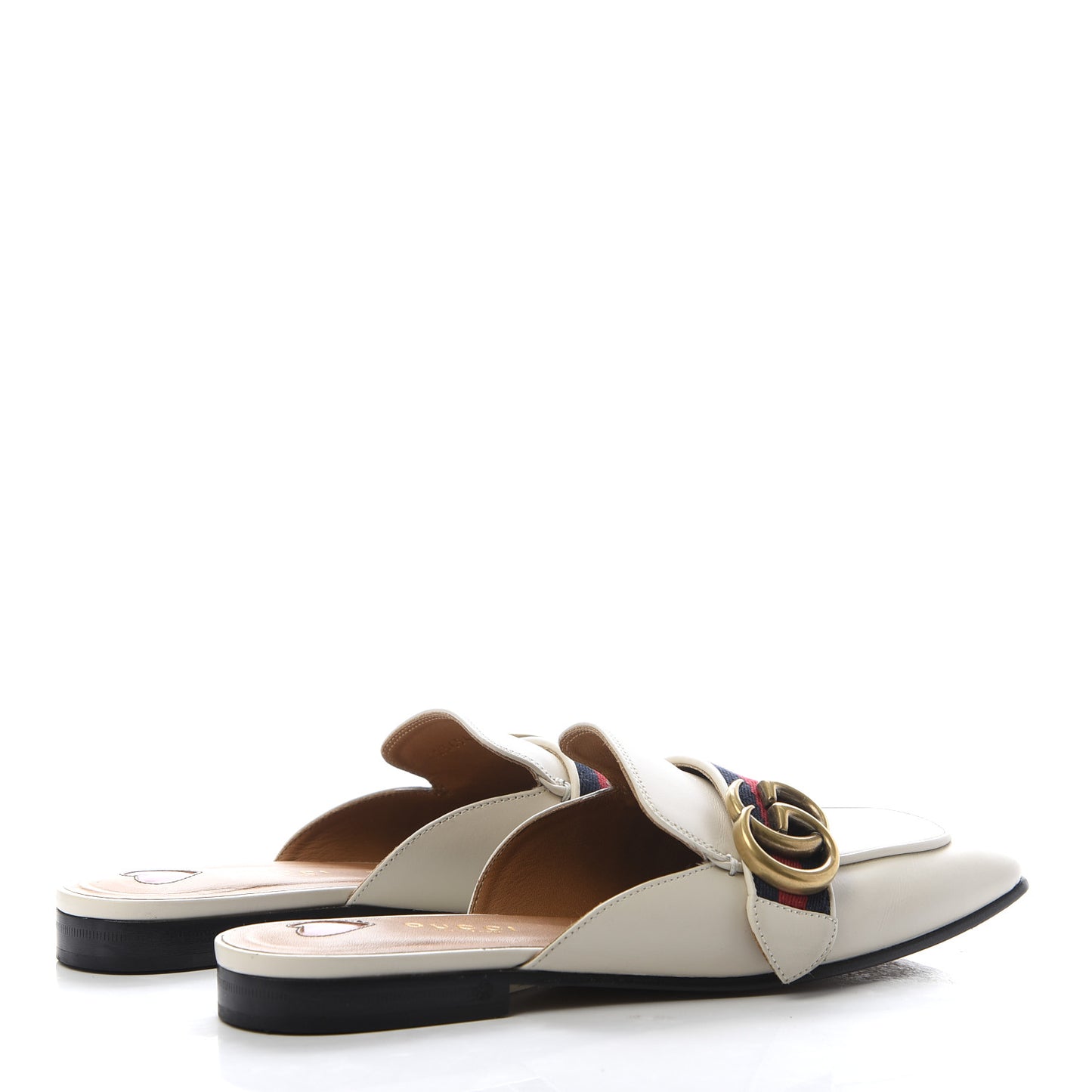 Calfskin Web Womens Peyton GG Slippers 35 Mystic White